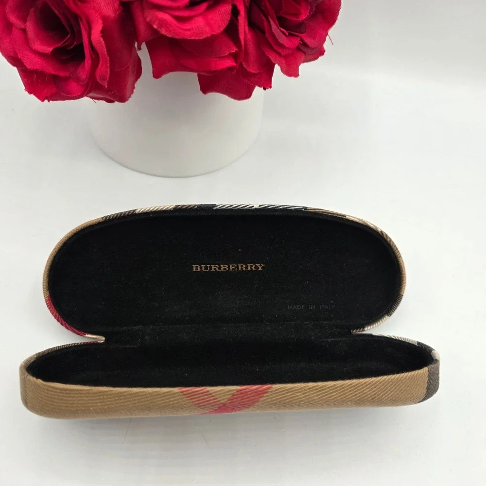Burberry‎ Nova Check Hard Shell Sunglass Eyeglass Case Beige Black Made Italy
